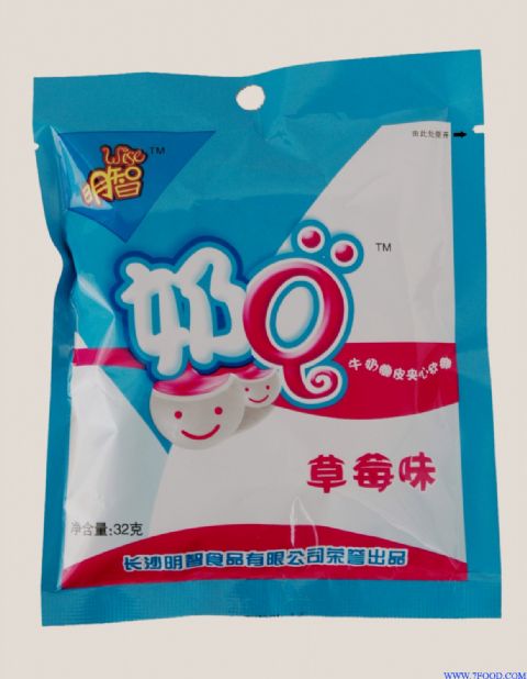 休闲糖果袋装奶Q糖（草莓味）